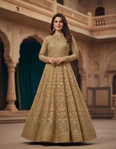 mastani anarkali  dress all over golden colour loo