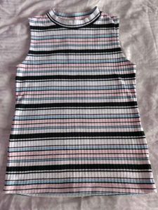 Striped Sleeveless Rib Knit Top