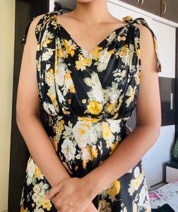 Tie Up Floral Dress