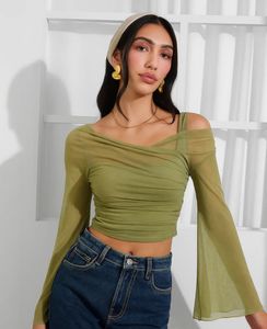 Olive Green Mesh Top