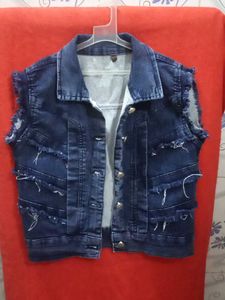 Distressed Denim Vest