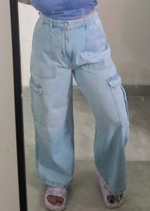 Light Wash Cargo Jeans