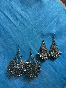 Ethnic Silver Earrings Set Of 2✨✨💖