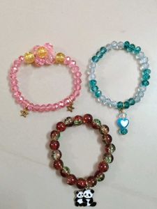 Beaded Charm Bracelets (Set of 3)