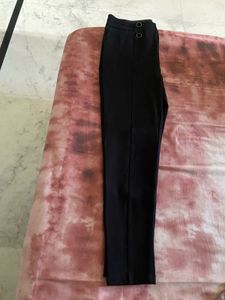 Zara Black Slim Fit Trousers With Velvet Buttons