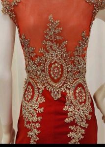 Elegant Red Embellished Gown