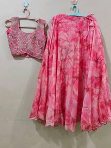 Baby Pink Organza Lehenga