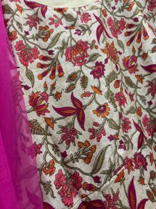 Elegant Floral Cotton Blend Ethnic Gown