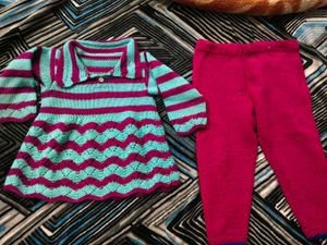 Handmade Knitted Baby Top and pajami