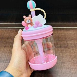 Cute Bear Water Bottle with Straw