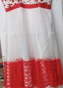 Beautiful Red White Anarkali Dress
