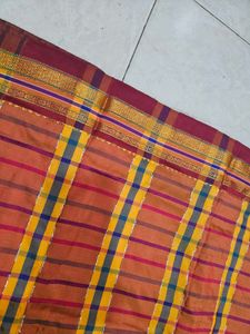 Yellow Checked Saree