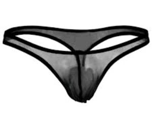 Men Sheer Black Thong