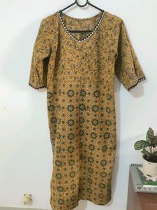 Block Print With Border Kurta