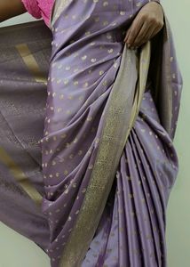 Lavender Saree With Intricate Design Gold Border