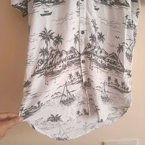 Tropical Print Button-Down Shirt