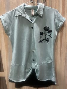 Cute Mint Green Graphic Top