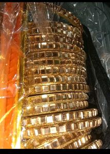 Sparkling Gold Crystal Bangles