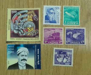 Set Of 7 Indian Stamps