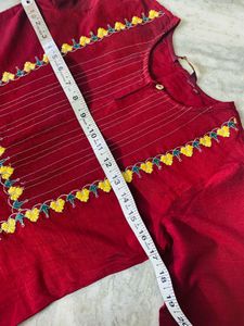 Sangria Maroon Embroidered Kurta Set