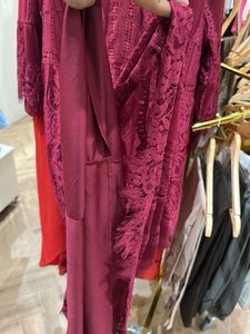 Plus Size Burgundy Lace Party Dress