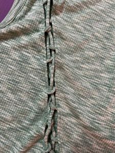 Sage Green Lace-Up Ribbed Crop Top