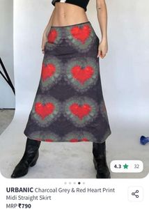Heart Print Maxi Skirt