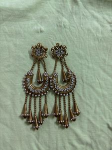 Vintage Gold &amp; Pearl Dangle Earrings