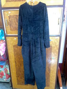 Athena Black Velvet Jumpsuit L