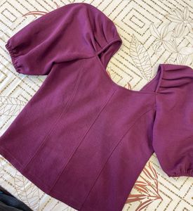 Purple Puff Sleeve Top