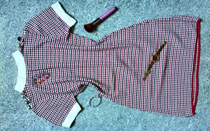 CHECKED RED WHITE DRESS FOR WOMEN