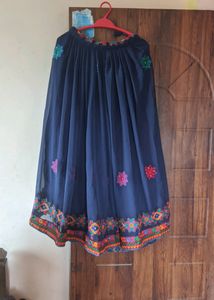 Heavy Embroidery Lehenga Skirt . Navy Blue Colour With Multi color Design . Self Stitched . Worn Only One Times