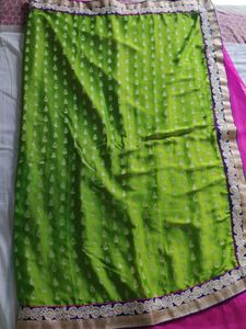 Green & Pink Embroidered Sari