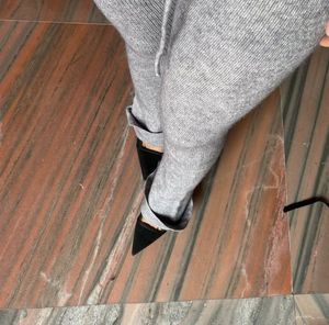 Gray Knit Flare Pants