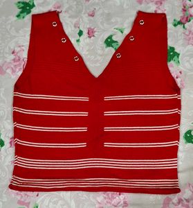 Red Striped Knit Top
