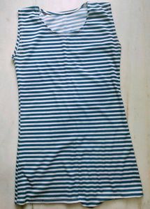 Trendy Off-Shoulder Top with Striped Inner Layer