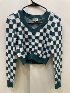 ONLY Green Checkered Cropped Top
