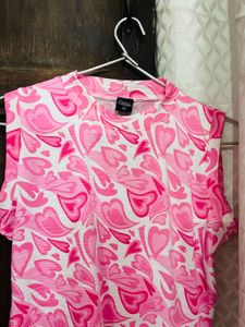 Pink Heart Print Tank Top
