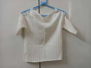 White Boat Neck Top