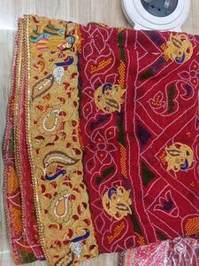 Madwadi Zari Work Red Georgette Chunri Duppata