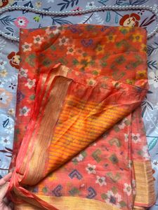Elegant Paper Silk Peach Saree
