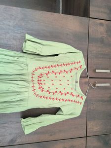 Green Embroidered Nayra Cut  Dress