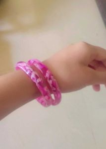 Pink & White Bangles - Set of Two