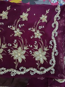 Heavy Wine Zari Work Saree With Blouse