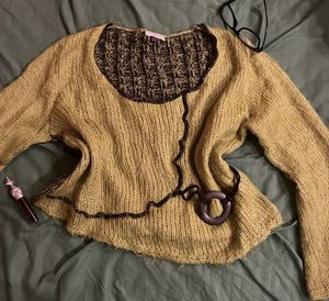 Y2K Unique Olive Green Knit Top