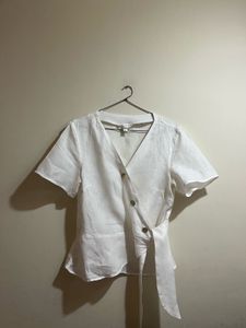 H&M Linen Old Money Wrap top