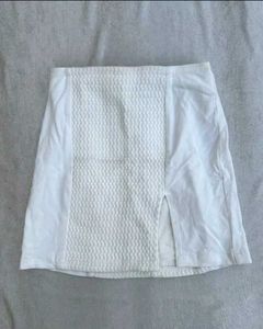 White Textured Mini Skirt