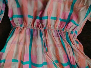 Pink Frock , Balloon Sleeve Fit &amp; Flare