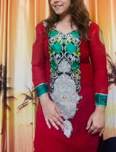 Red Kurta With Pant