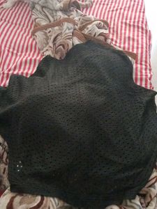 Black Knit See-Through Top